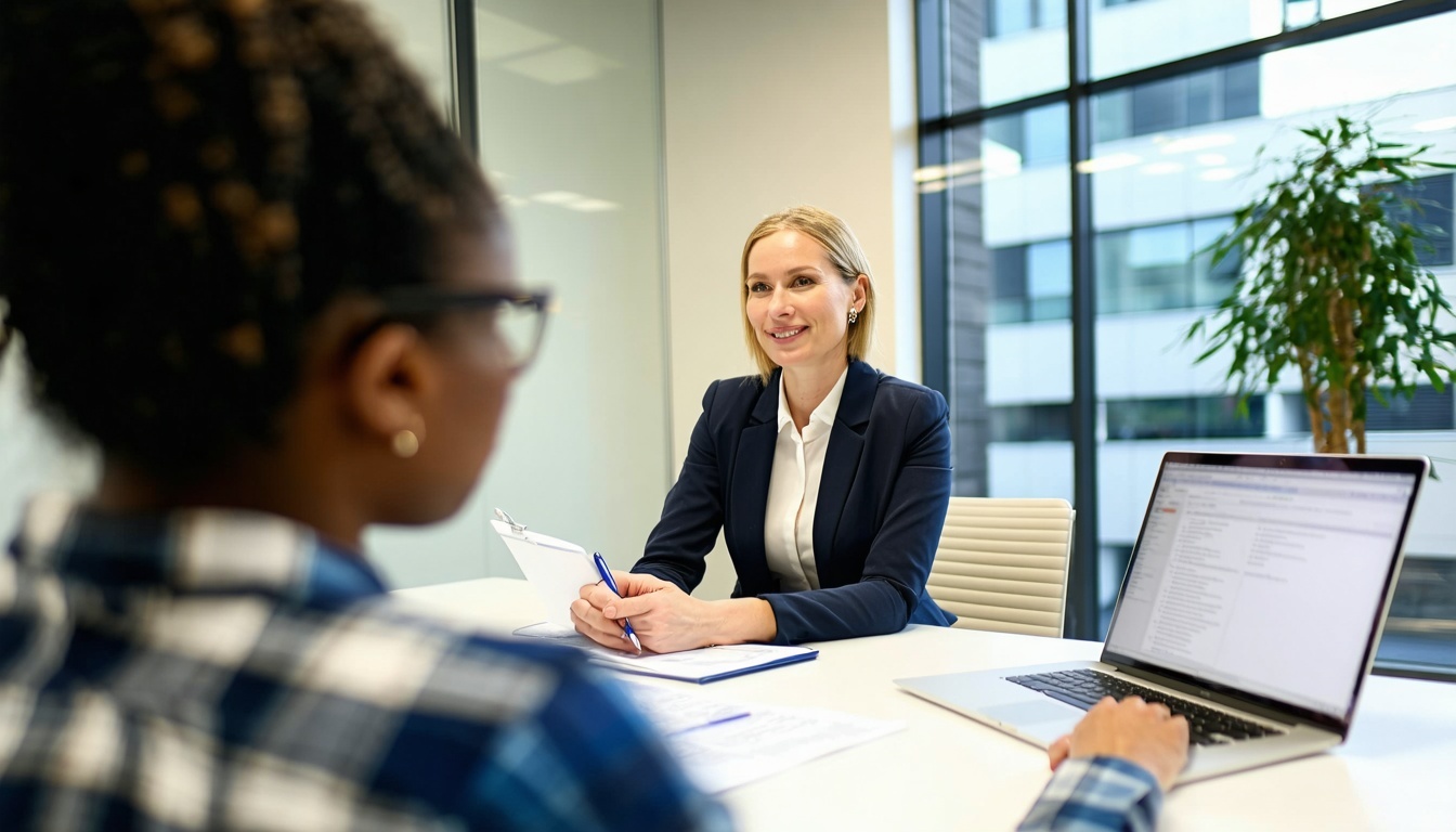Compliance professional receiving coaching in a modern office